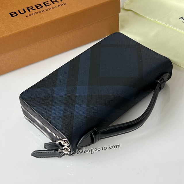 Burberry專櫃經典款格紋長夾錢包 巴寶莉雙拉款男士長錢包 yxb1325